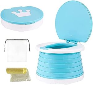 NAUXIU Bebé Inodoro Plegables,Inodoro Infantil Plegable,Asiento Inodoro Plegable, Portátil Reductor WC,Entrenamiento para Bebés con Orinal de Viaje al Aire Libre en Interiores con Bolsa (Verde)