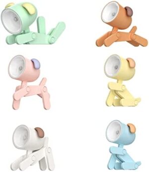 NEVYTOL 6 Pieza Perro Luz Nocturna Infantil, Adorable Luz Nocturna, Luz Quitamiedos Infantil, Lámpara Decorativa Plegable con Soporte Móvil, Regalos para Niños y Niñas