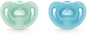 NUK Sensitive chupete | 6-18 meses | 100 % silicona para piel sensible | Sin BPA | 2 unidades | azul