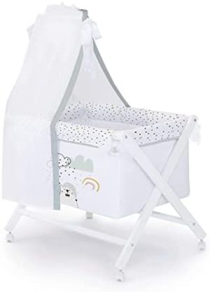 Naf Naf Minicuna Plegable De Madera Con Dosel Y Vestidura - Nordic Bear, (38672), Azul