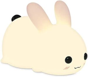Navaris Lámpara LED infantil de conejo - Luz nocturna de silicona sin BPA - Conejito luminoso recargable para bebé - Iluminación con luz regulable