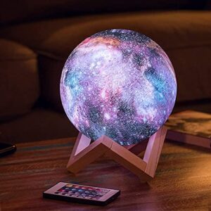 Nestling 16 Colores Regulable LED Lámpara de Luna con Control Remoto y Tactil Luz Bebe Nocturna Infantil, USB Recargable Lámpara de Mesita de Noche, para Dormitorio, Niños, Habitación