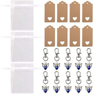 NewZC Set de 20 llaveros de ángel de la guarda, bolsa de organza, etiquetas para bautizo, confirmación, comunión, cumpleaños