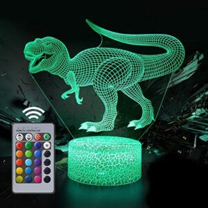 Nice Dream Luz Nocturna De Dinosaurio Para Niños, Lámpara De Ilusión 3d, Luz Led Para La Habitación, Mando a Distancia Con 16 Colores Regulables, Regalos De Decoración De Niñas Niños Del Dormitorio