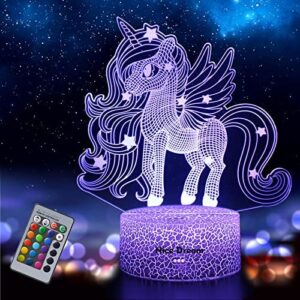 Nice Dream Luz Nocturna De Unicornio Para Niños, Regalos De Unicornio Para Niñas, Control Remoto De 16 Colores Regulables, Luz Led Para La Habitación De Los Niños, Lámpara De Ilusión 3d Decoración