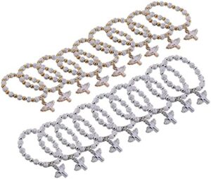 Nvanvmm 18 unidades bautizo bomboneras ala pulsera bautizo recuerdo pulsera rosario recuerdo bautismo comunión bautismo bautismo