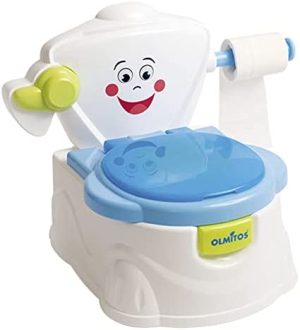 Orinal Aprendo ir al baño Blanco de Olmitos- Se puede utilizar como reductor de WC - Con portarollos para el papel y cadena - Vaso interior extraible para facilitar la limpieza… (Blanco)