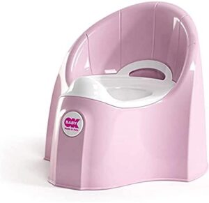Orinal OKBABY Pasha, Fabricado con Materiales no Tóxicos, Diseño Ergonómico y Aerodinámico, Recipiente Interior Extraíble con Asa, Orinal Esencial para el Aprendizaje de los Niños Pequeños, Rosa
