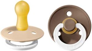 Paquete de 2 chupetes. Libre de BPA, Tetina redonda. Látex natural, Talla 2 (6-18 meses), Vanilla NIGHT/Dark Oak NIGHT