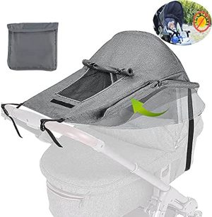 Parasol para Cochecito,Toldo Cochecitos,Toldo Protector Solar Universal,con Protección Solar UV 50+,Parasol Ajustable,para Cochecitos y Capazos Enrollable. (Gris)