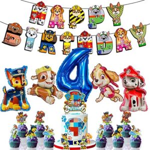 Paw Dog Patrol Balloons,Globos de Patrulla Canina,3er Cumpleaños Globos Decoracion,Helium Foil Balloons,Paw Patrol Globos Cumpleaños,Niños Niñas Juego de Decoración de Cumpleaños (4 años)