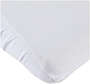 Pirulos Sábana Bajera Protectora Impermeable para Mini Cuna de Bebé de 50x80 cm/Sábana Bajera Ajustable + Protector Impermeable, Color Blanco