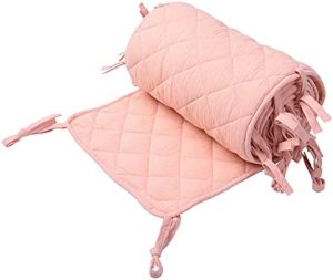 Protector de cuna, protector acolchado para cuna de bebé, protector para cuna de bebé, protector para cuna de bebé, protector de dentición seguro, protector de borde y esquina (rosa)