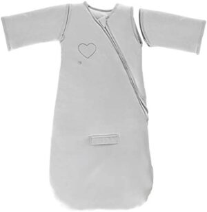 P'tit Basile - Mono de Invierno con Mangas Desmontables, 100% algodón biológico (TOG 3), diseño con Bordado de Corazones Gris Gris Perla Talla:6-24 Meses