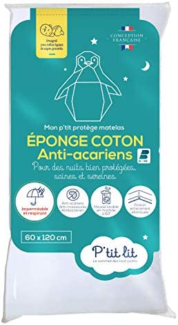 P'tit Lit - Protector Colchón Bebé Antiácaros | Protector de colchón impermeable 60x120 cm | 100% rizo de algodón | Absorbente y Silencioso | OekoTex®
