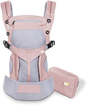 SONARIN Mochila portabebé Transpirable Premium,Ergonómica,capucha de dormir,para recién nacidos y bebés(3-48 meses),carga máxima 20 kg,Soporte para la Cabeza,Marsupio portabebé(Rosado)