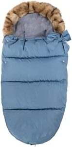 SPRINGOS Saco de invierno 2 en 1 y saco de dormir para bebé, 90 x 45 cm impermeable para cochecito cochecito o trineo ribete de piel extraíble, lazo decorativo, con cremallera