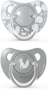 SUAVINEX, Pack 2 chupetes con tetina anatómica de látex para niños de 6 a 18 meses, gris (307181)