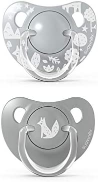 SUAVINEX, Pack 2 chupetes con tetina anatómica de látex para niños de 6 a 18 meses, gris (307181)
