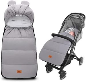 Saco de Invierno Universal para Sillas de ​Paseo, Saco de Dormir de Bebé para Cochecito Sacos Carrito Impermeable et Lavable con Capucha et Protección Antideslizante (Gris)