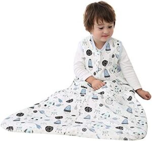 Saco de dormir de invierno y otoño para bebé, sin mangas, unisex, saco exterior con aislamiento térmico de 2,5 tog (110 cm, 18-36 meses), diseño de cohetes y planetas