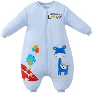 Saco de dormir para bebé con patas, forro cálido, de algodón, desmontable, con pies Azul3.5tog Cervatillo azul 12-24 meses