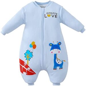 Saco de dormir para bebé con patas, forro cálido, de algodón, desmontable, con pies Azul3.5tog Cervatillo azul 12-24 meses