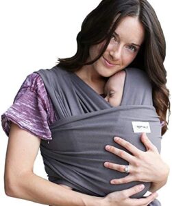 Sleepy Wrap Fular Portabebes Fácil de Usar - Mochila Portabebes Recién Nacidos y Bebés de Hasta 16 kg - Porta Bebes de Manos Libres Elástico para Regalos Bebe (Gris Oscuro/Dark Grey)