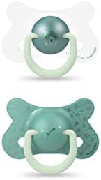 Suavinex, Juego de 2 chupetes fosforescentes. Chupetes simétricos de silicona, Night&Day. Chupete 4-18 meses, oso verde, 2 unidades