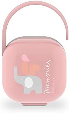 Suavinex, Portachupetes para Bébés. Caja para Chupetes, para llevar hasta 2 Chupetes, con Asita para Colgar, 0 Meses, Rosa