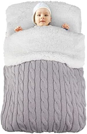 Swaddle Wrap Bebe Invierno 0-12 Meses Recien Nacido Saco De Dormir Manta Envolvente Cálido Suave Blanket para Niños/Niñas(Gris)