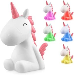 Sweet Ponies Luz Nocturna Infantil LED Unicornio con la Batería Recargable, Quitamiedos para Niños - Rose