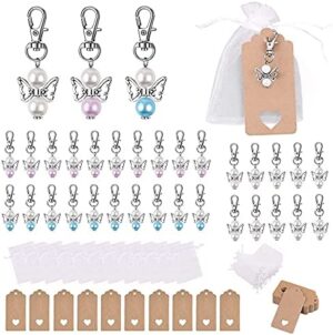 Sweieoni Boda Bautizo Colgante Llavero 30 Piezas Detalles Boda Angeles de la Guarda Colgante Detalles Bautizo para Invitados Regalo de Recuerdo con Bolsa de Organza + Etiqueta en Blanco