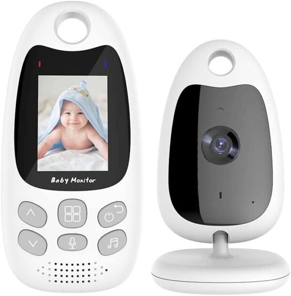 TKMARS Vigilabebés con Cámara 2,4GHz Cámara Vigilancia Bebé con 2" Pantalla LCD Inalambrico Bebé Monitor con Modo VOX Sensor de Temperatura Visión Nocturna Comunicación Bidireccional Recargable