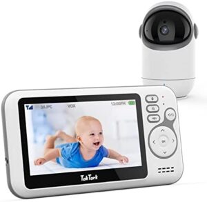 TakTark Camara Vigilancia Bebe, 4.3'' Vigilabebes con Camara Rotación de 300°, Inalámbrico Bebe Monitor con Visión Nocturna, VOX, Comunicación Bidireccional, Sensor de Temperatura