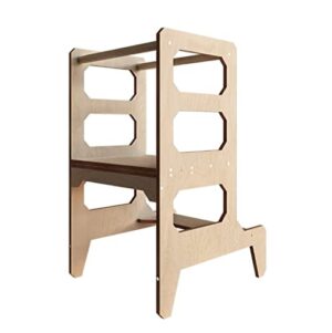 Torre de aprendizaje de madera, robusta y segura. Torre Montessori. 2x1 Torre de aprendizaje más pupitre. Hecho en España.