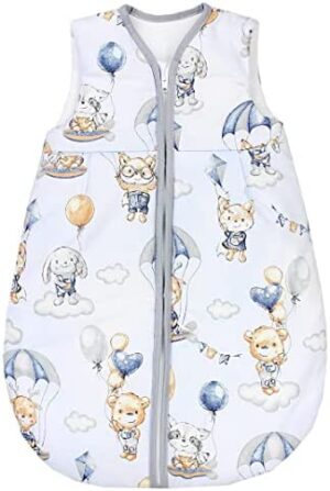 TupTam Saco de Dormir para Bebé sin Mangas 2,5 Tog, Animales con paracaídas/Azul, 92-98