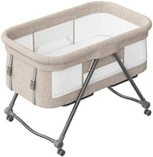 UBRAVOO Grab-and-go Cuna de Viaje, Cuna para Bebe Plegable con Colchon y Ruedas, Cuna Bebe | Cuna Mecedora Transformable, Bravo Basic, Caqui
