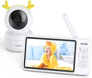 Vacos Vigilabebés Cámara, 720P 5'' HD Camara Vigilancia Bebe con Visión Nocturna, Alerta de Temperatura, Movimiento y Sonido, Inclinación y Zoom Remotos, Rango de 1000 pies, VOX
