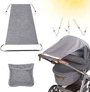 Wellxunk Protector Solar Para Cochecitos Con Protección Uv 50+ Y Función De Persiana Enrollable, Color Gris, 67 X 50 Cm