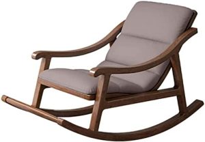 YOYOSHU Chino Mecedora de Madera Maciza con tecnología de Tela para sofá Perezoso, sillón, Adecuado para Dormitorio, Oficina, Patio, balcón 132X69x76cm(Color:Brown)