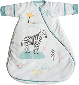 ZIGJOY Cremallera Bidireccional Saco de Dormir para Bebé 2.5Tog Mangas Desmontables Saco de Dormir Dobladillo Ensanchado de Invierno Saco de Dormir Niño para Bebé 18-30 Meses(Cebra)