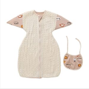 ZIGJOY Engrosamiento de Tres Capas Saco de Dormir de Invierno para Bebé Bolsa de Dormir Niño con Toalla de Saliva Desmontable Saco de Dormir Niño Mantas Envolventes por Bebé 0-3 Meses(Caqui)