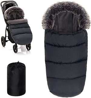 Zamboo -Saco Silla paseo Universal Invierno - Sacos de Abrigo para Carritos con forro polar térmico y pelo - Saco carro universal impermeable - gris oscuro
