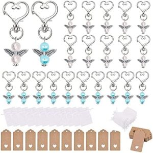 Zasvec 20 Piezas Llavero Ángel de la Guarda Llavero Estilo Ángel Bautizos Boda Llavero Regalos Boda para lnvitados con Bolsa de Organza y Etiqueta Kraft para Regalo de Recuerdo