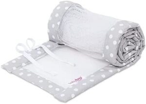 babybay Nestchen Mesh Piqué - Protector de cuna para modelo Boxspring XXL, color gris perla con lunares blancos