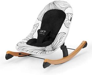 kk Kinderkraft FINIO Hamaca bebé, Balancin para bebés 0-9 kg, Patas de madera, Posición tumbada, Materiales suaves, Fácil de limpiar, Diseño escandinavo, Negro