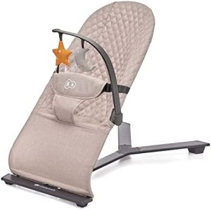 kk Kinderkraft MIMI Hamaca bebé, Balancin para bebés 0-9 kg, Plegado Compacto, Reclinable con una sola mano, Movimiento natural, Arco con juguetes, Materiales suaves, Fácil de limpiar, Beige