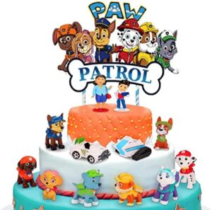mohito 13PCS Adornos para Tartas de Patrulla Canina,Topper de Tarta Decoración Cake Topper de Patrulla de Perros Decoración de Pasteles DIY Decoraciones para Fiestas de cumpleaños