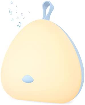 sympa Lámpara de noche para bebé, White Noise Machine para niños LED de lactancia con 8 sonidos ABS polluelos luz portátil control táctil lámpara de noche modo de sueño, recargable por USB (azul)